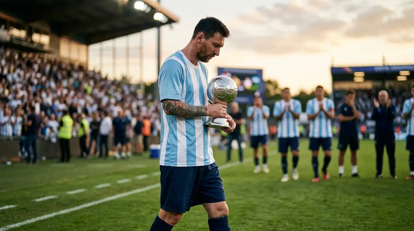Argentinischer Kapitän im himmelblau-weißen Trikot mit gesenktem Blick nach dem verlorenen WM-Finale