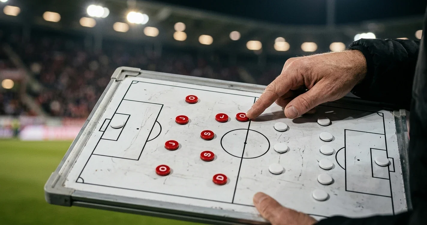 Taktiktafel mit Spielständen und Tabellen-Symbolik zur WM-Gruppenphase