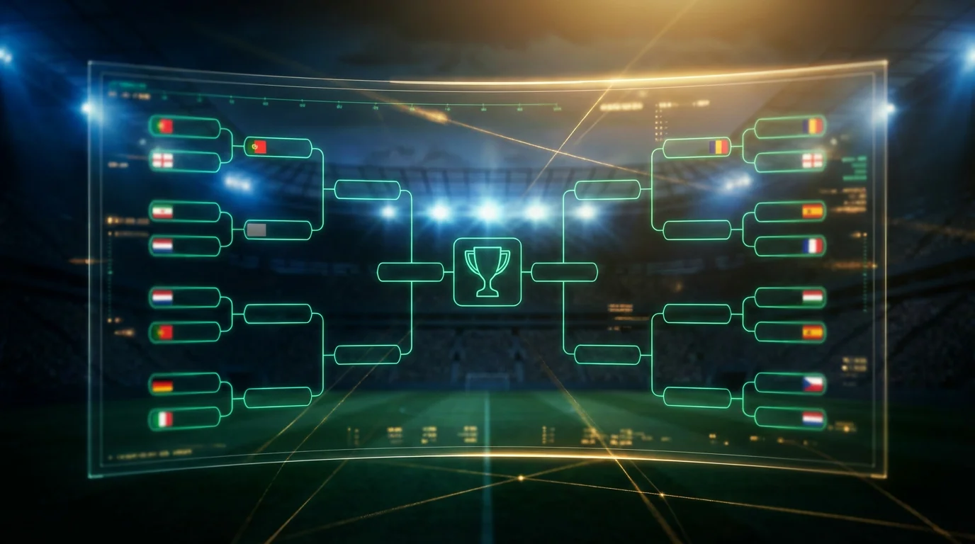 Analytische Darstellung der WM 2026 Turnierbaum-Prognose mit Favoritenteams